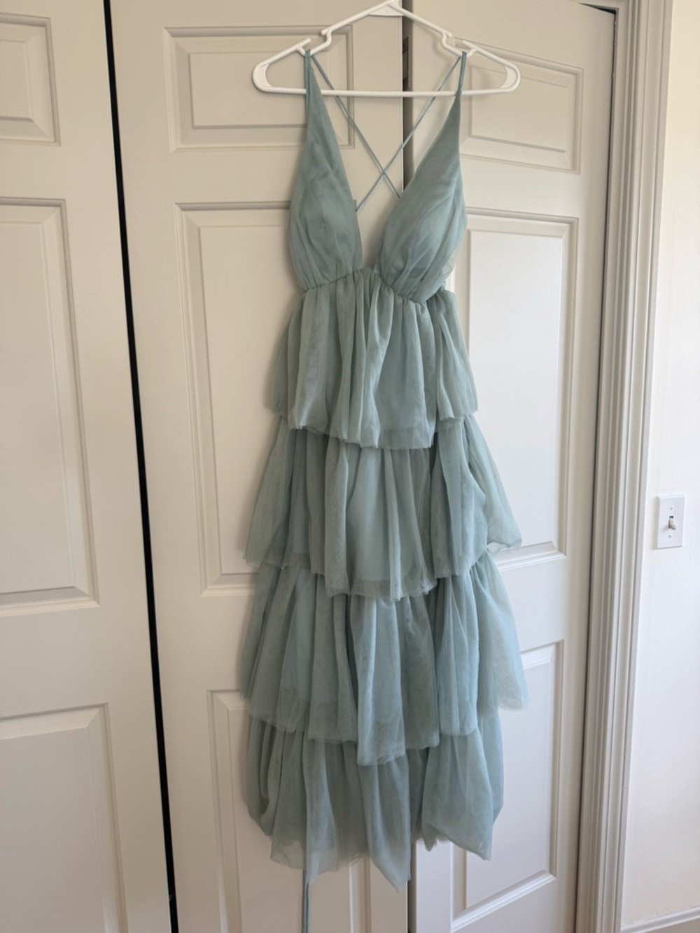Angel Biba Sage Tiered Backless V-Neck Dress